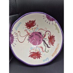 Handpainted Ceramic Bowl Inspirational Words Floral Design Purple Outi Harmony